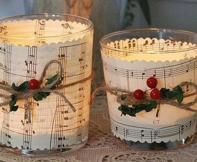 Candle Wrapped in Sheet Music