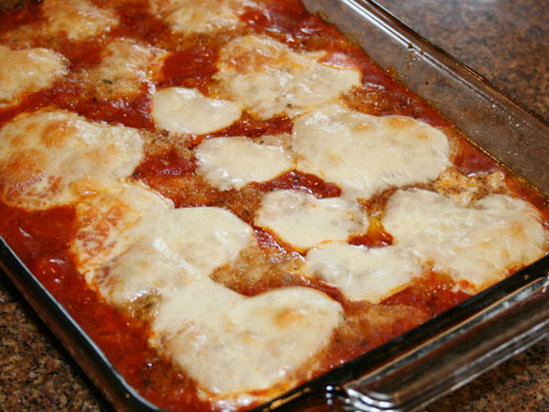 Chicken Parmesan with Cheese Hearts