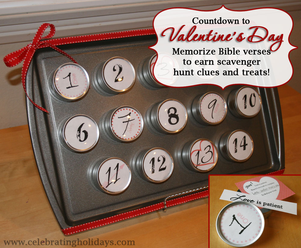 Bible Verse and Scavenger Hunt Countdown for Valentine's Day