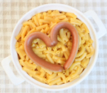 Hot Dog Heart with Mac-n-Cheese