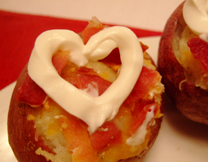 Twice Baked Potato with Sour Cream Heart