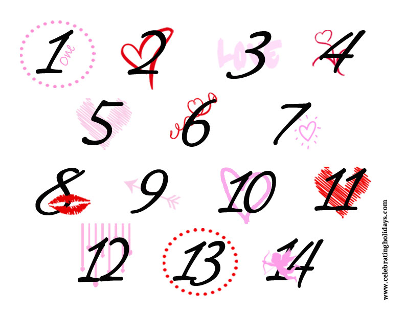 Countdown for Valentine's Day Numbers
