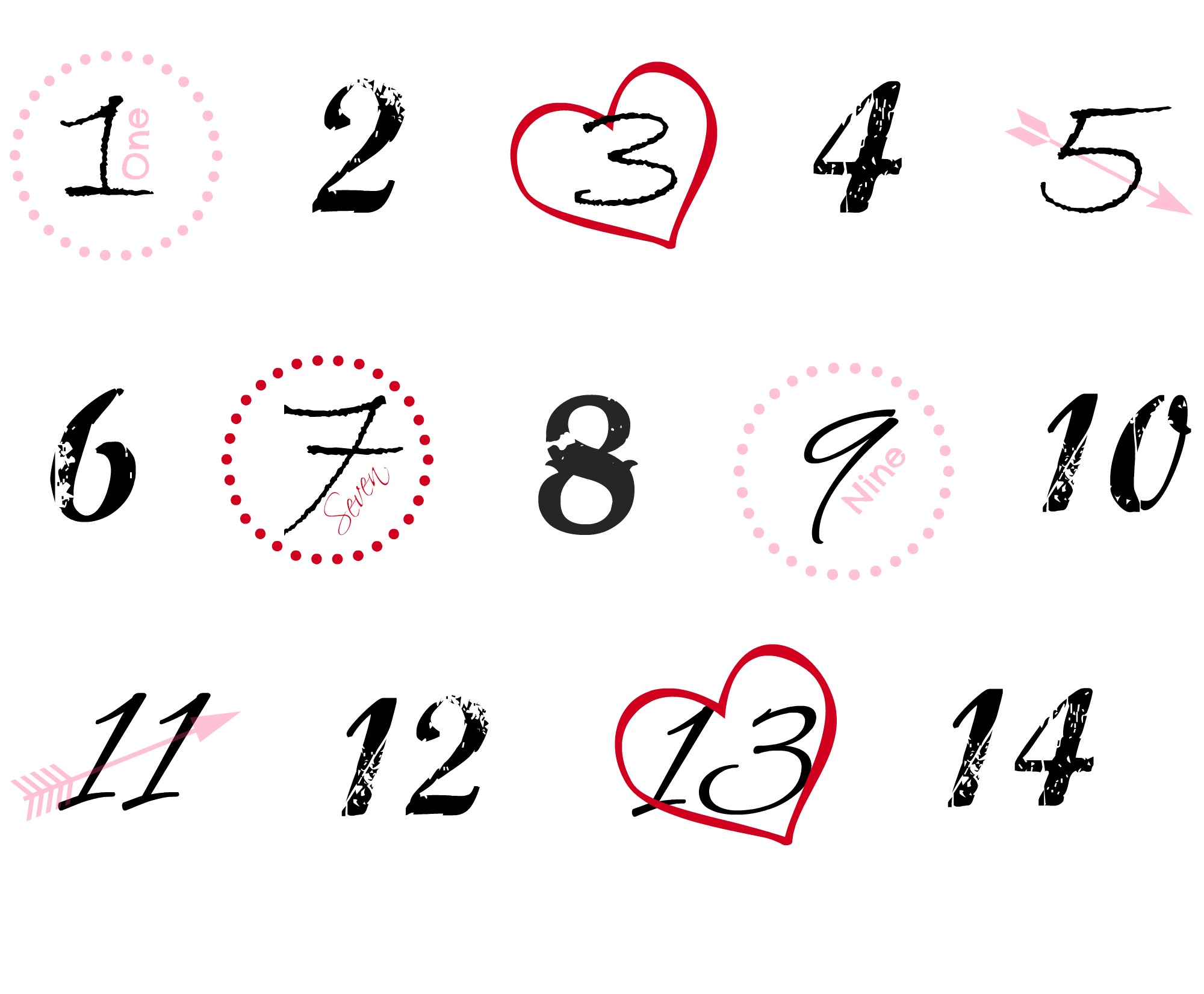 Valentine's Day Countdown Numbers