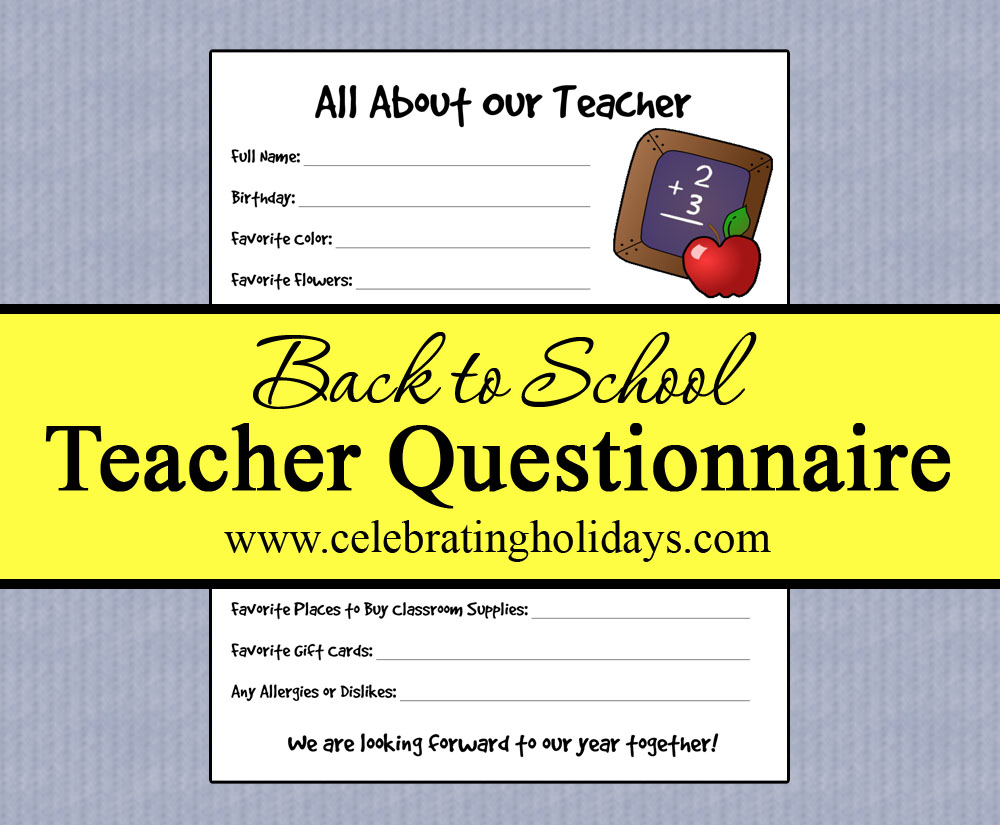 Free Teacher Questionnaire