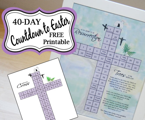 40 Day Lent Cross Countdown to Easter (free printable)
