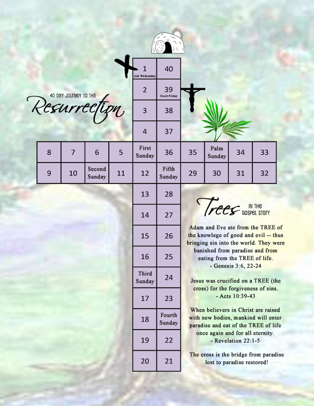 40 Day Lent Cross Countdown with Background and Notes (free printable)
