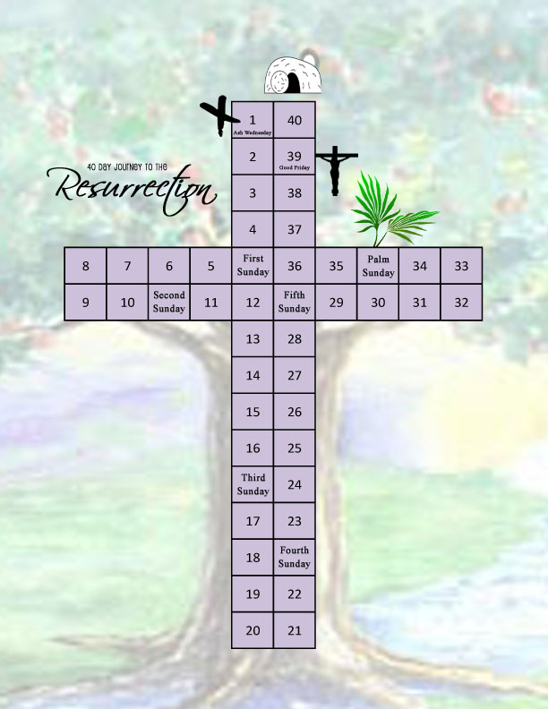 40 Day Lent Cross Countdown with Background (free printable)