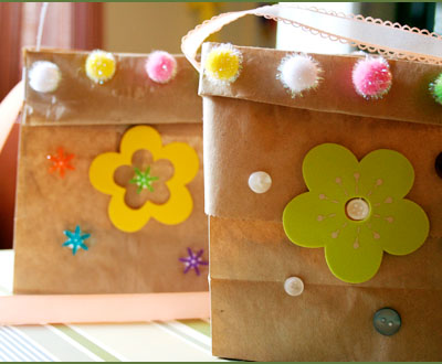 Decorated Brown Bag for Easter