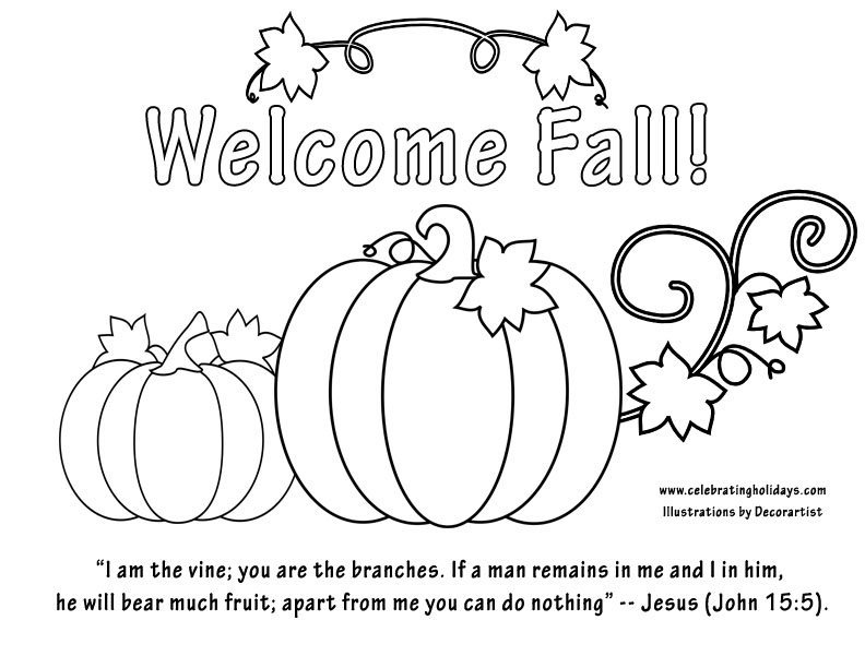 Welcome Fall Coloring Page with Bible Verse