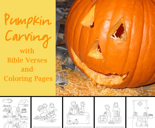 Pumpkin Carving with Bible Verses and Coloring Pages
