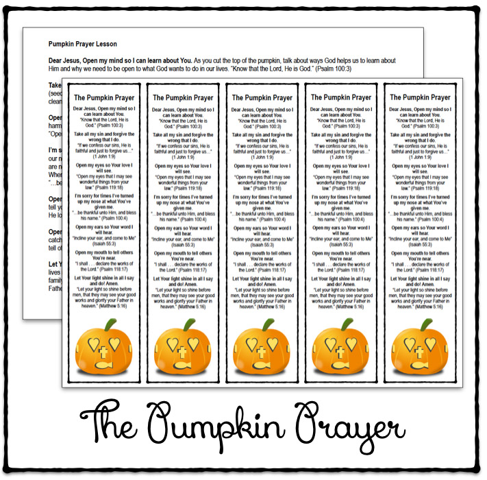 Free Pumpkin Prayer Bookmarks
