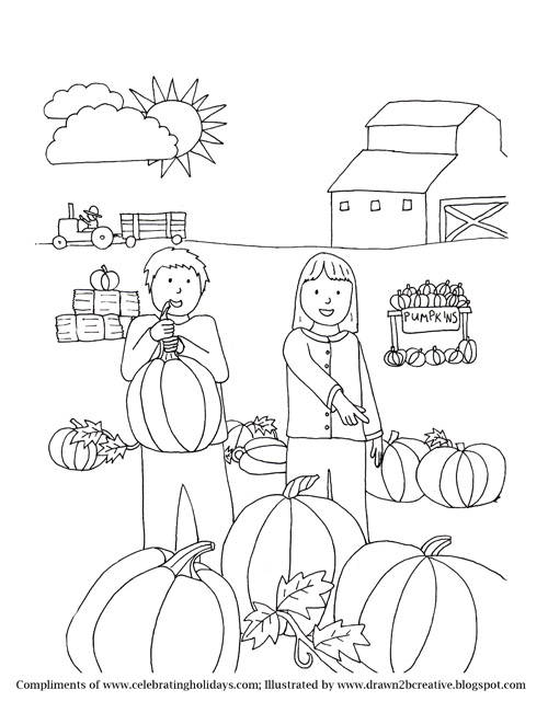 Pumpkin Carving Coloring Page 1