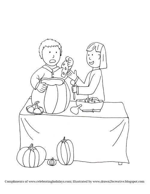 Pumpkin Carving Coloring Page 2