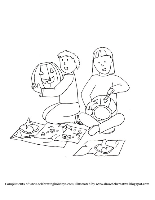 Pumpkin Carving Coloring Page 3