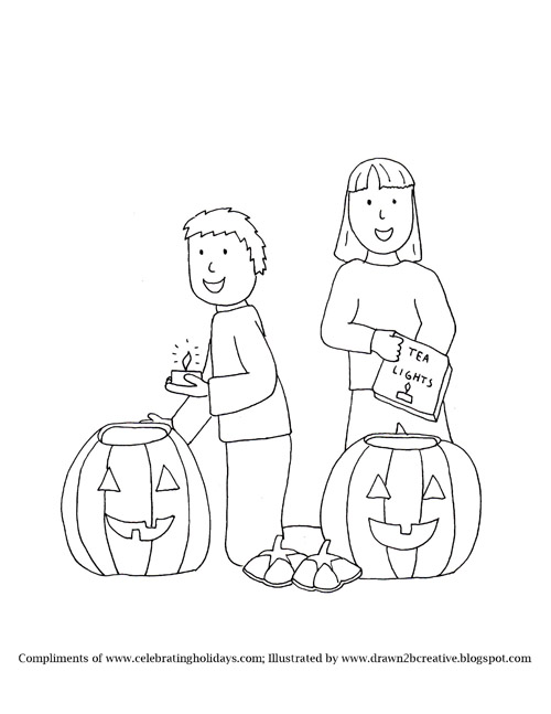 Pumpkin Carving Coloring Page 4