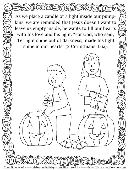 Pumpkin Carving Coloring Page with Verses 4
