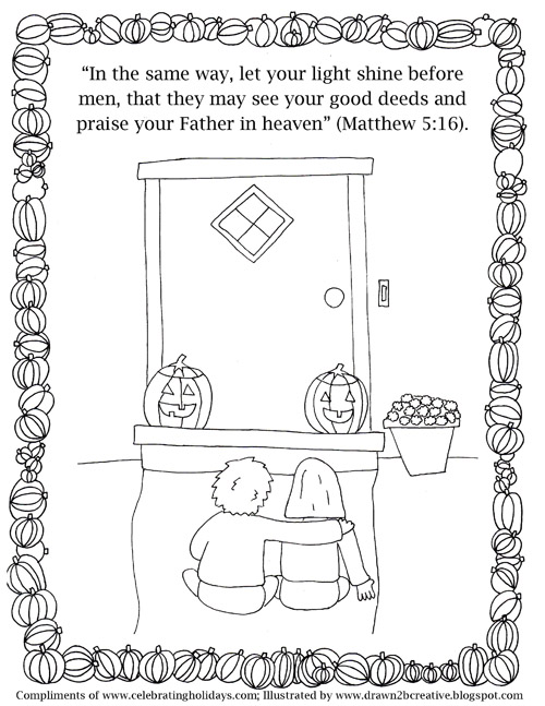 Pumpkin Carving Coloring Page with Verses 5