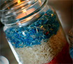 Candle with Patriotic Colored Rice