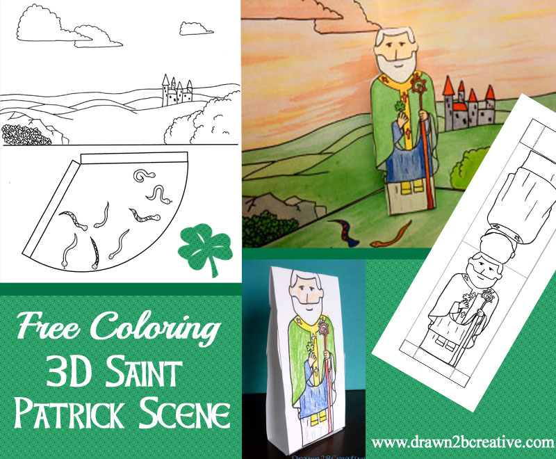 Free 3D St. Patrick Scene (Coloring Pages)