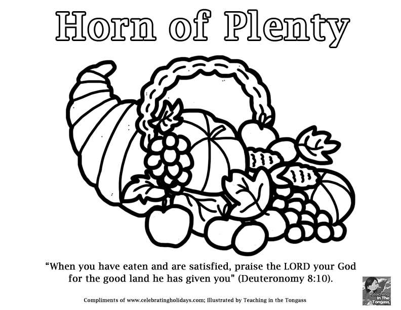 Free Horn of Plenty Coloring Page