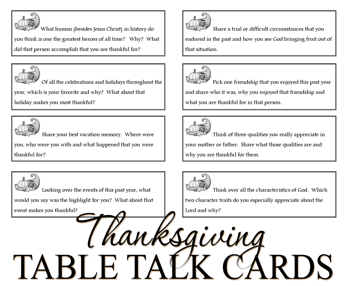 Table Talk Cards for Thanksgiving