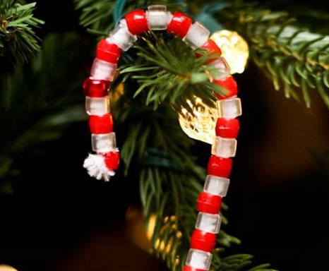 Candy Cane Beaded Ornament