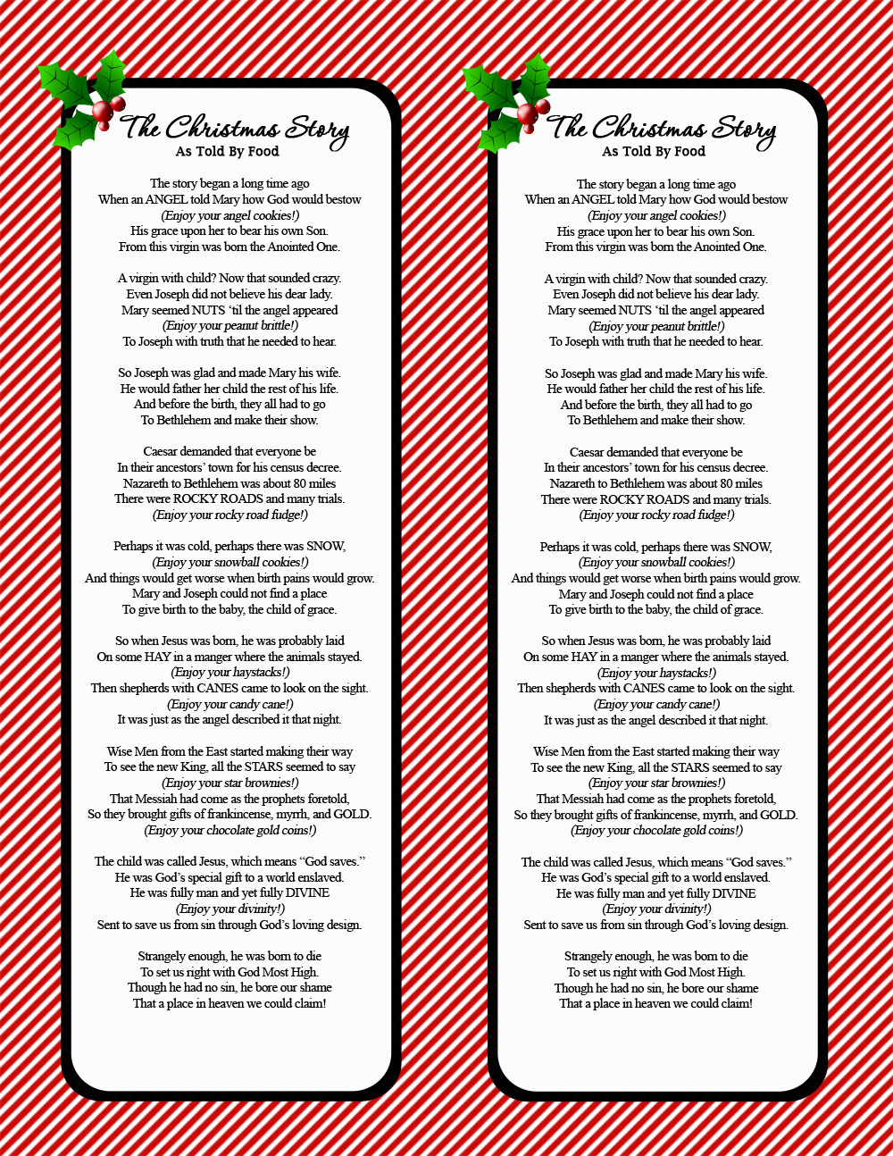 Printable Christmas Food Poem