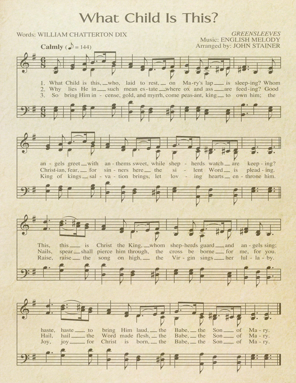 What Child Is This "Aged" Sheet Music