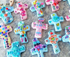 Beaded Salt Dough Crosses