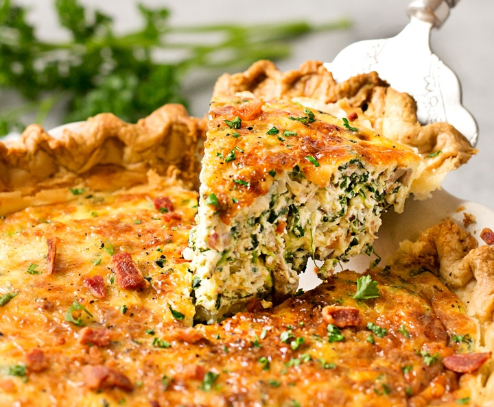 Cheesy Spinach Bacon Quiche