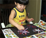 Stamped Firework Painting for July 4th