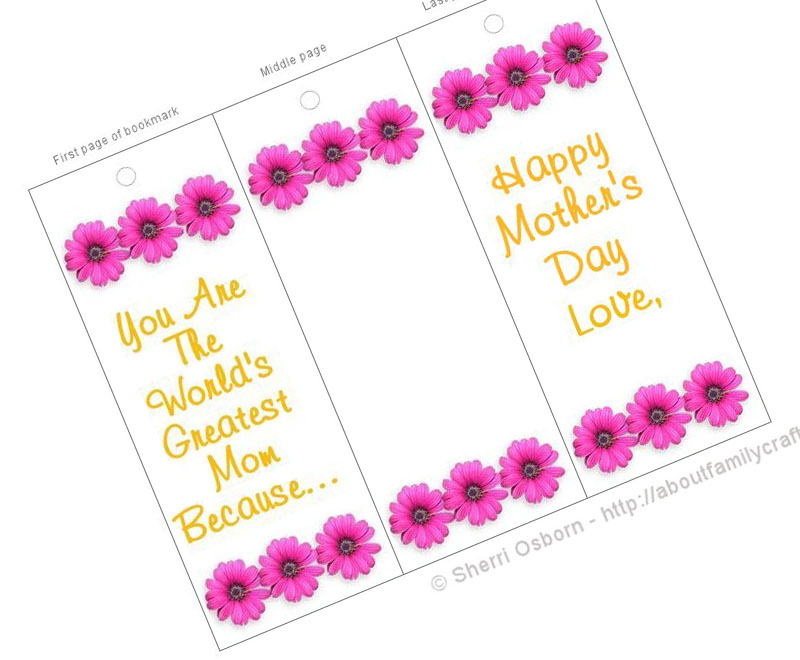 Free Printable Bookmark for Mother's Day