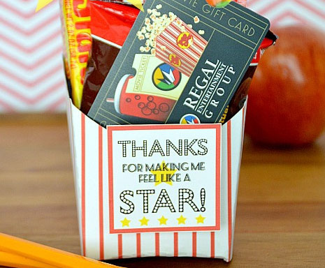 Movie Gift Card for Teacher Appreciation